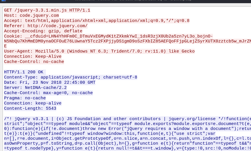 Example traffic in WireShark